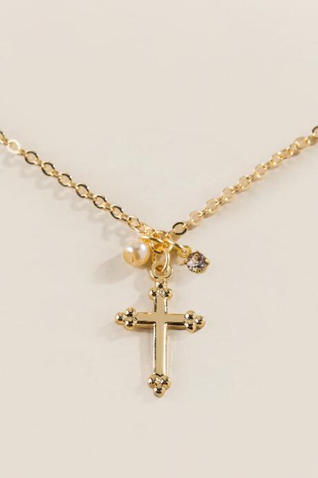 Francesca's Isabelle Cross Charm Cluster Pendant - Gold