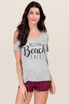 Alya Resting Beach Face Distressed Graphic Tee - Gray