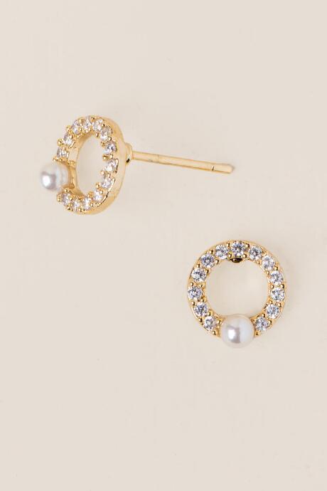 Francesca's Angelica Pav Pearl Stud Earring - Crystal