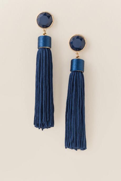 Francesca Inchess Estrella Tassel Earrings In Navy - Navy