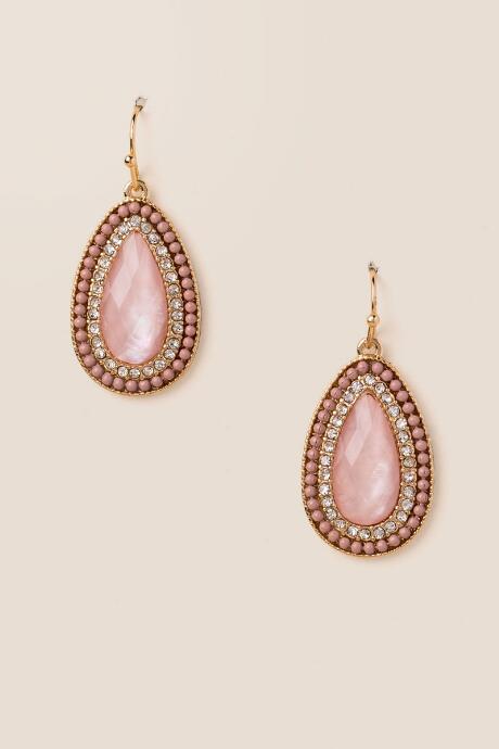 Francesca's Leslie Ball Trim Drop Earring In Pink - Pale Pink