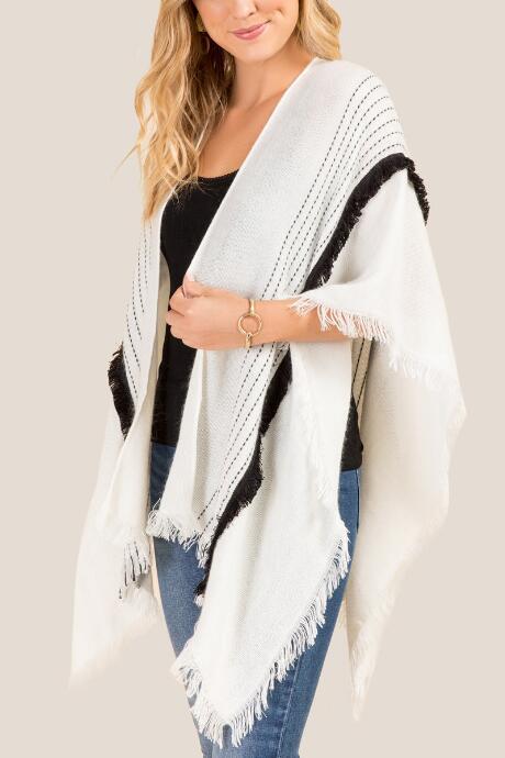 Francesca Inchess Janie Striped Ruana - Black/white