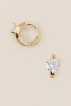 Francesca's Mavis Cubic Zirconia Huggie Hoop Earring - Crystal