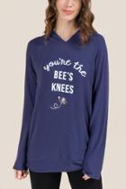 Francesca's Bees Knees Cozy Graphic Hoodie - Navy