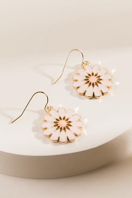 Francesca's Lanar Flower Drop Earrings - Marigold