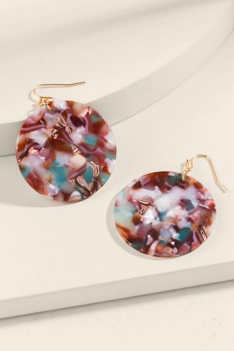 Francesca's Caitlyn Marbled Resin Circle Drop Earrings - Multi