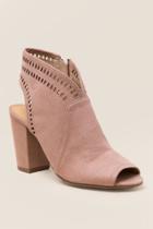 Francesca's Alli Laser Cut Peep Toe Shootie - Nude