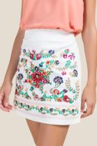 Francesca's Adrianna Embroidered Mini Skirt - White