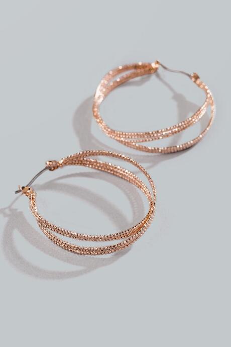 Francesca's Elise Rose Gold Twisted Hoops - Rose/gold