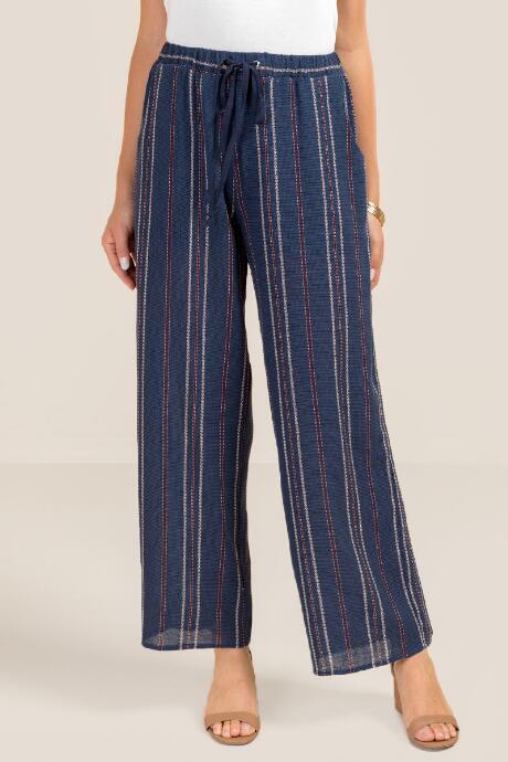 Francesca's Melinda Tie Waist Palazzo Pants - Navy