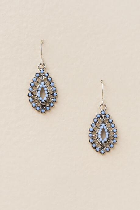 Francesca's Jillian Bead Teardrop Earring - Light Blue