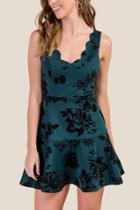 Francesca's Marlowe Burnout Velvet Dress - Hunter Green