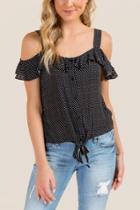 Francesca Inchess Paige Off The Shoulder Ruffles Blouse - Black