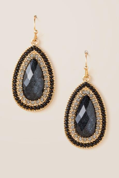 Francesca's Lisa Shimmer Teardrop Earring - Black