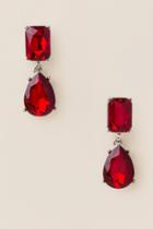 Francesca's Evette Glass Teardrop Earrings - Red