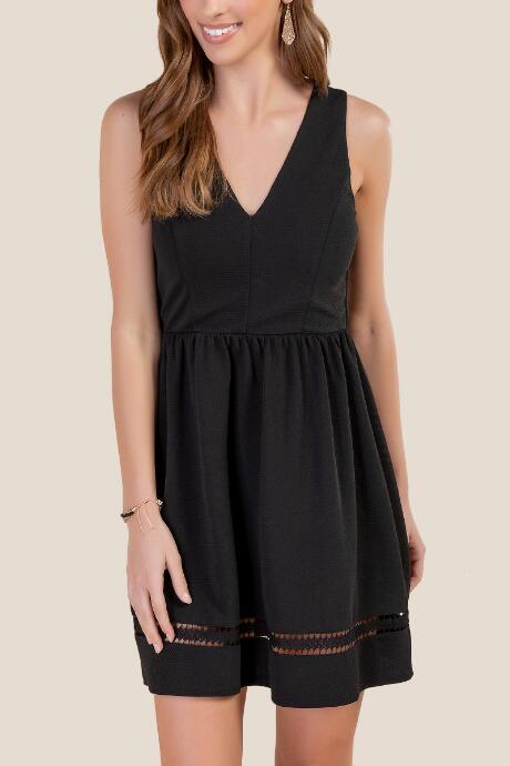 Francesca Inchess Lola Pique Skater Dress - Black