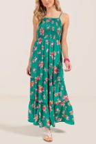 Francesca Inchess Leora Sleeveless Smock Top Floral Maxi Dress - Jade