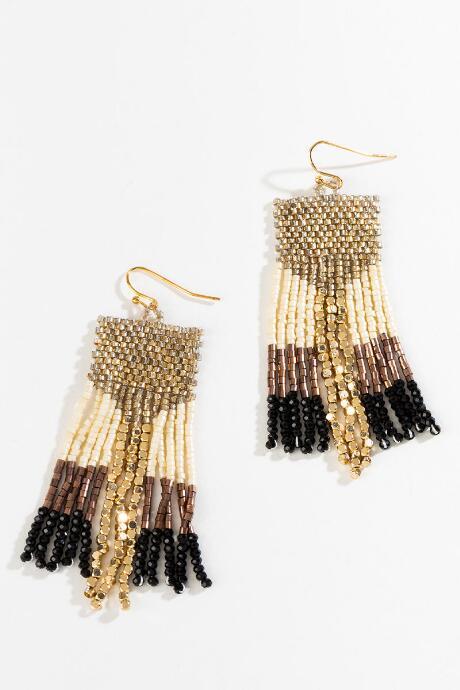 Francesca's Mariah Beaded Square Linear Earrings - Gold