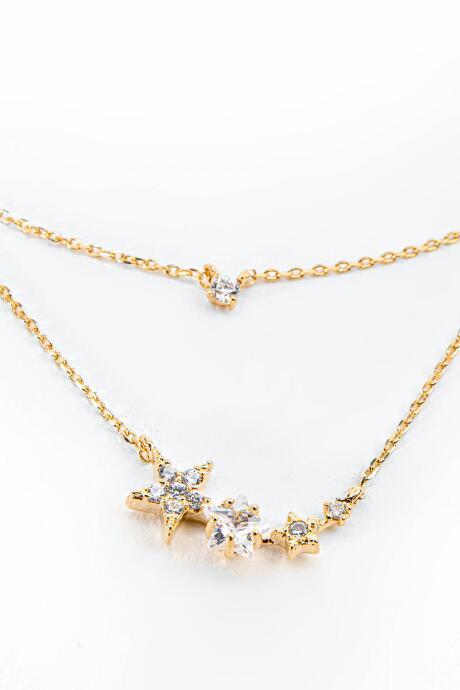 Francesca's Faith Layered Cz Stars Necklace - Gold