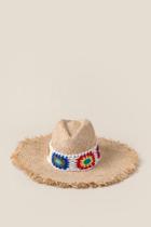Francesca Inchess Dahlia Crochet Straw Hat - Natural