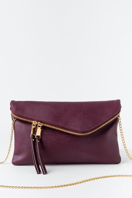 Francesca's Sandra Large Angled Flap Crossbody - Wine