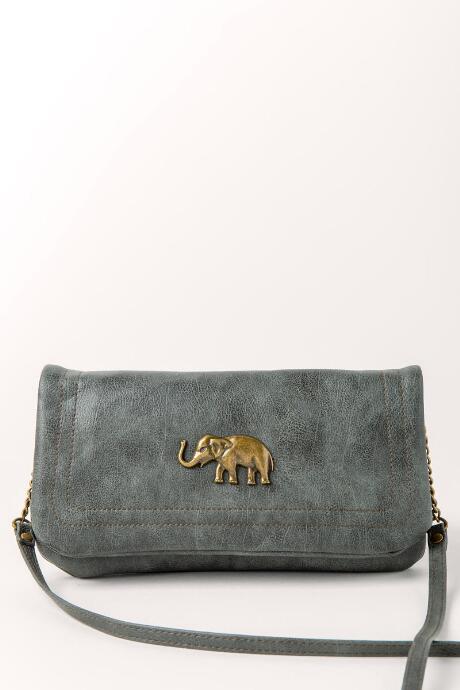 Francesca's Elephant Emblem Crossbody - Gray