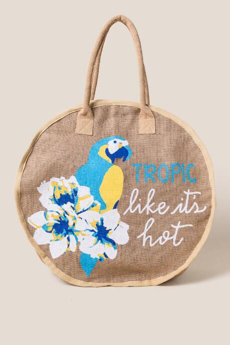 Francesca's Tropic Like It's Hot Jute Tote - Natural