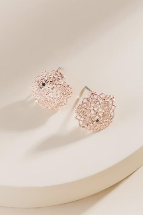Francesca's Cammy Laser Cut Stud Earrings - Rose/gold