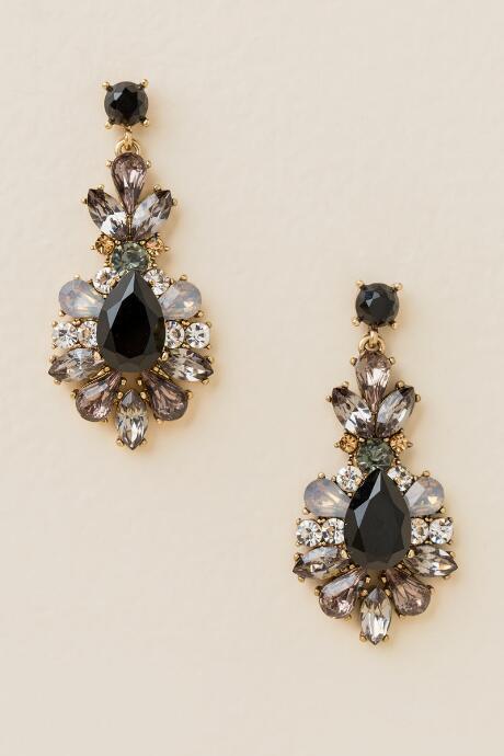 Francesca Inchess Seraphina Glass Chandelier Earring In Black - Black
