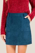 Francesca Inchess Clarissa Cord Mini Skirt - Dark Teal