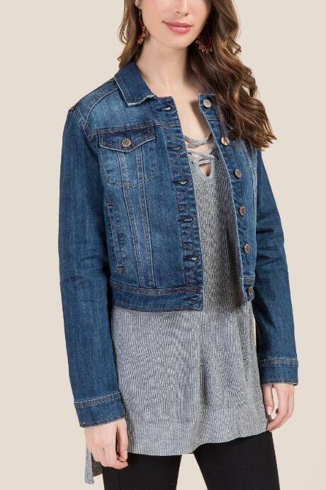 Francesca's Erica Short Denim Jacket - Light Blue