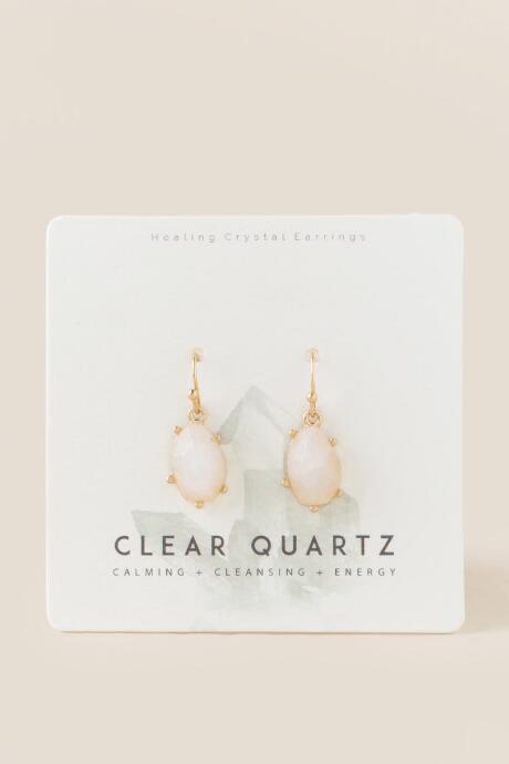 Francesca's Jenni Clear Quartz Drop Earrings - Clear