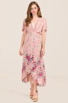 Blue Rain Joanna Floral Hilo Wrap Dress - Mauve