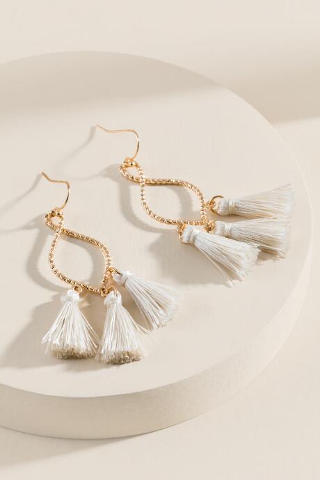 Francesca's Reggie Tassel Earrings - Ivory