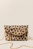 Francesca's Andrea Mini Angled Leopard Crossbody Clutch - Black