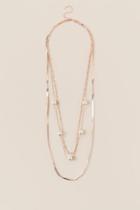 Francesca's Leah Pearl Station Necklace In Rose Gold - Pearl