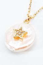 Francesca's Emilia Pearl Pav Star Pendant Necklace - Pearl