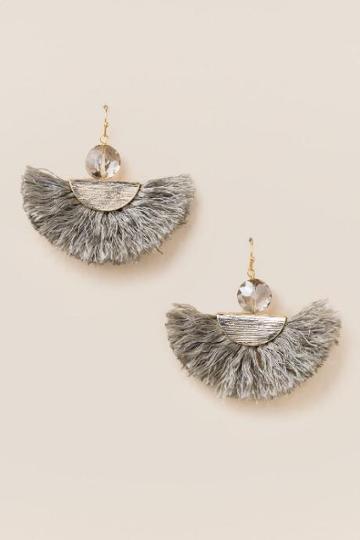 Francescas Alycia Fan Statement Earrings - Gray