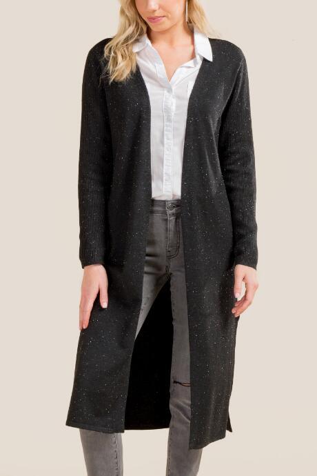 Francesca's Shania Side Split Duster Cardigan - Gray