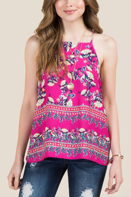 Francesca Inchess Becca Laced X-back Tank Top - Fuchsia