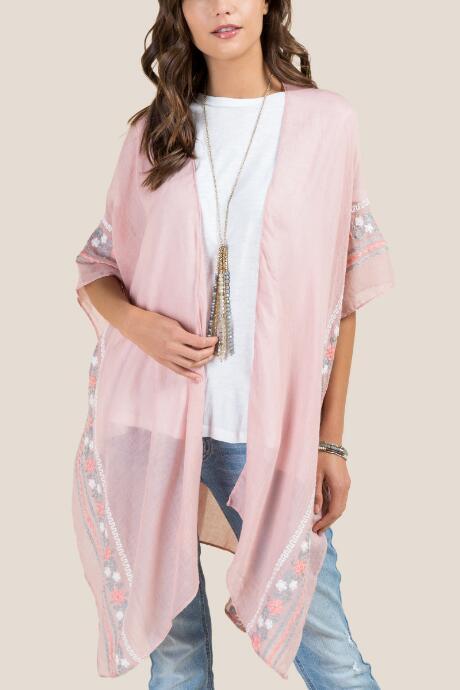 Francescas Jacqueline Embroidered Ruana - Blush