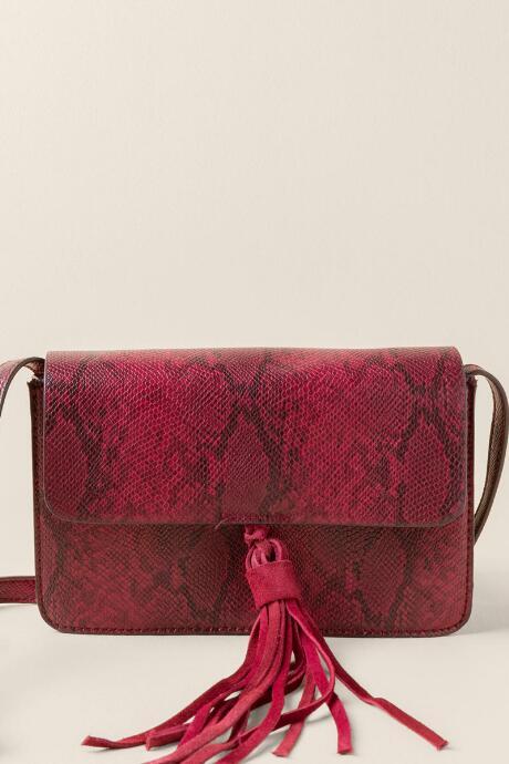 Francesca's Gwen Faux Snake Crossbody - Wine