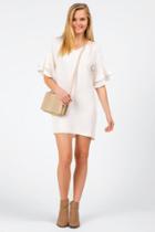 Francesca's Nena Flutter Sleeve Dress - Ivory