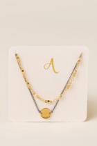 Francesca's A Initial Coin Pull Tie Bracelet - Gold