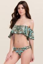 Francesca's Shellie Pom Pom Swimsuit Bottom - Olive