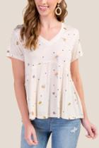 Francesca's Sarah Embroidered Tee - Sand