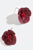 Francesca's Juliana Matte Floral Studs In Burgundy - Burgundy