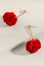 Francesca's Allie Fabric Pouf Linear Drop Earrings - Red
