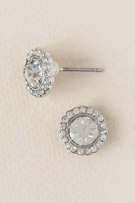 Francesca's Patty Crystal Flower Stud - Clear