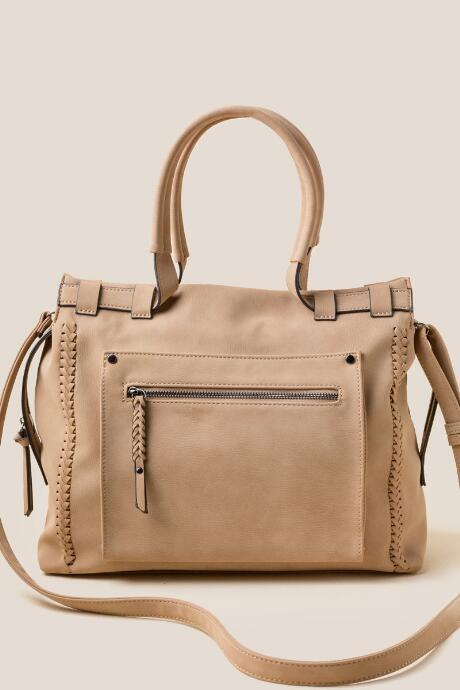 Francesca's Kara Braided Tote In Tan - Tan